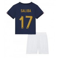 Otroški Nogometni dresi Francija William Saliba #17 Domači SP 2022 Kratek Rokav (+ Kratke hlače)